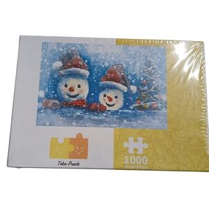 Teka Puzzle Brand Snowman Jigsaw Puzzle 1000 Pieces Christmas Unsealed Box New